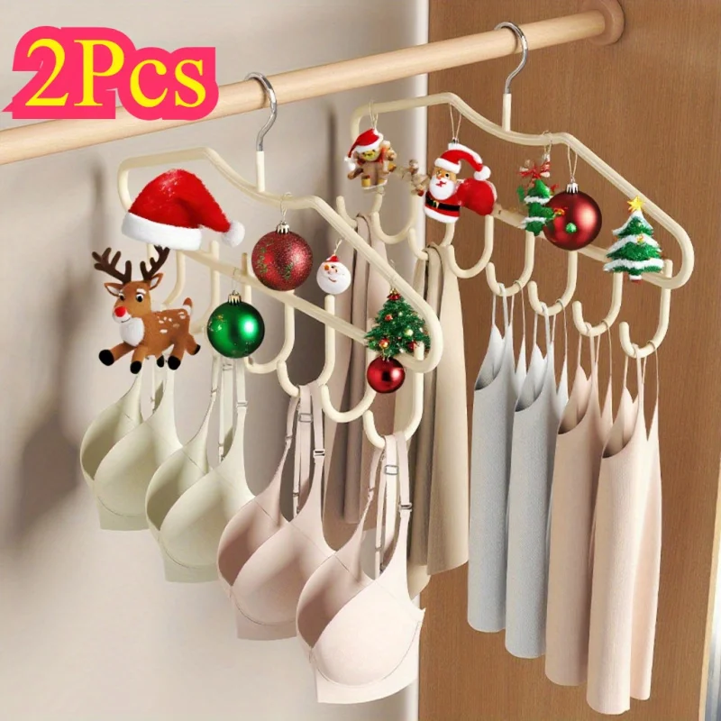 

2pcs Clothes Hanger with Multi Hooks | Household Wardrobe Organizer for Belts | Scarves and Underwear | Wardrobe Closet Storage