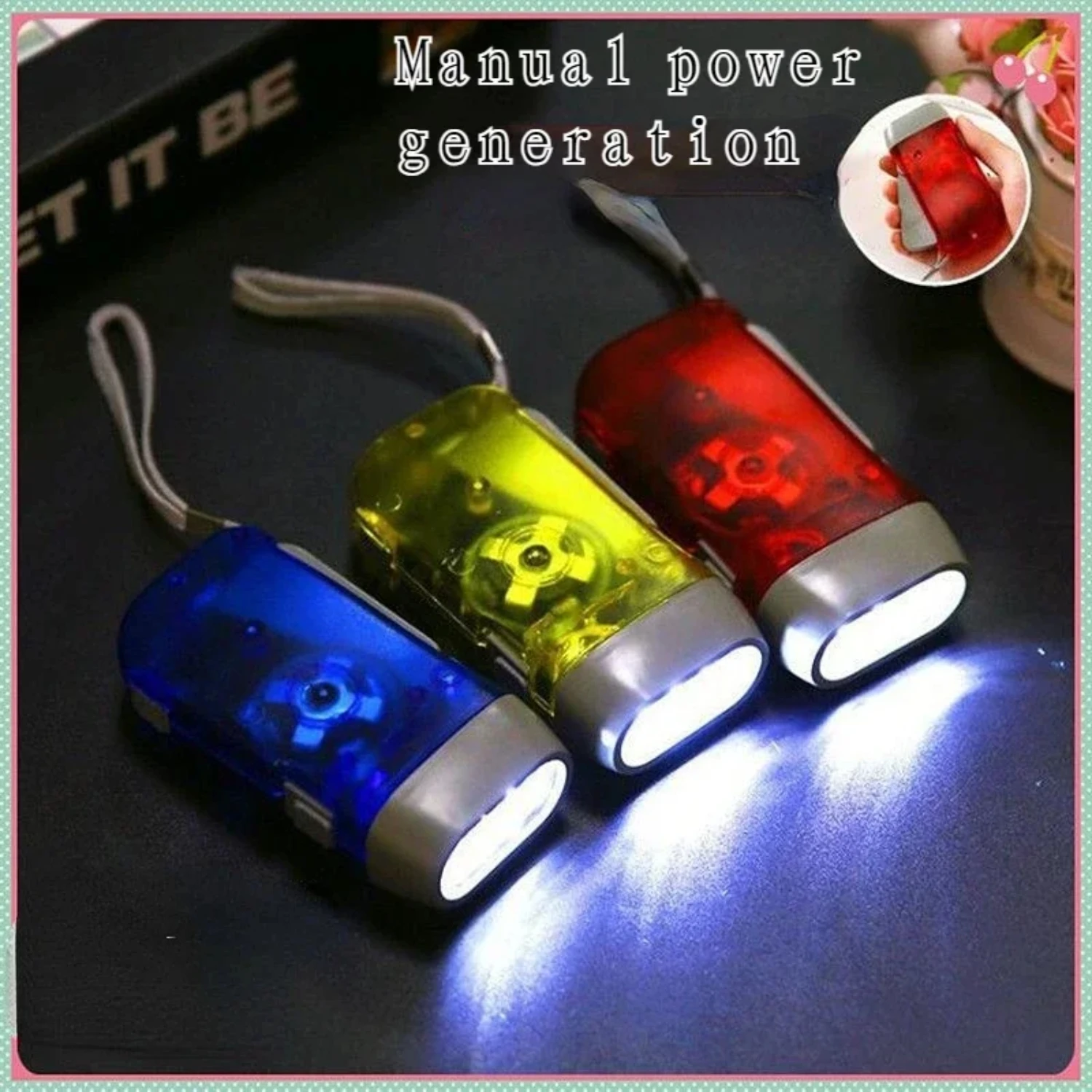 3LED Torch Light Hand Press Crank Camping Lamp Light  Outdoor  Hand Pressing Dynamo Crank Power Wind  Flashlight