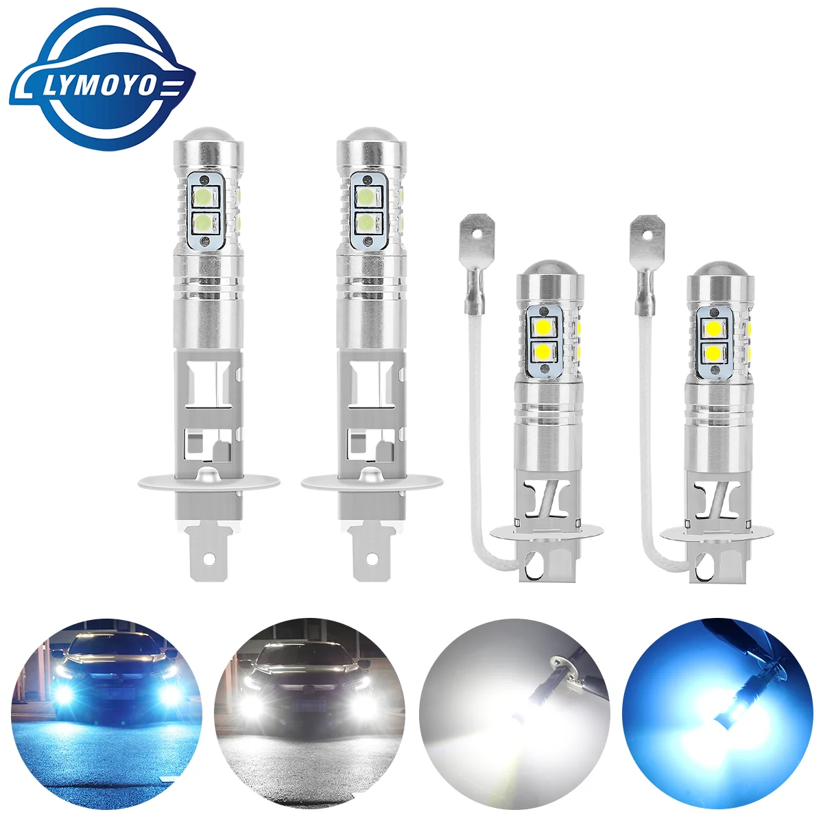

2PCS H1 H3 LED Car Bulbs 12V LED Fog Running Light Bulb Ice Blue / White Super Bright 3030 10SMD Driving DRL Auto Lamp