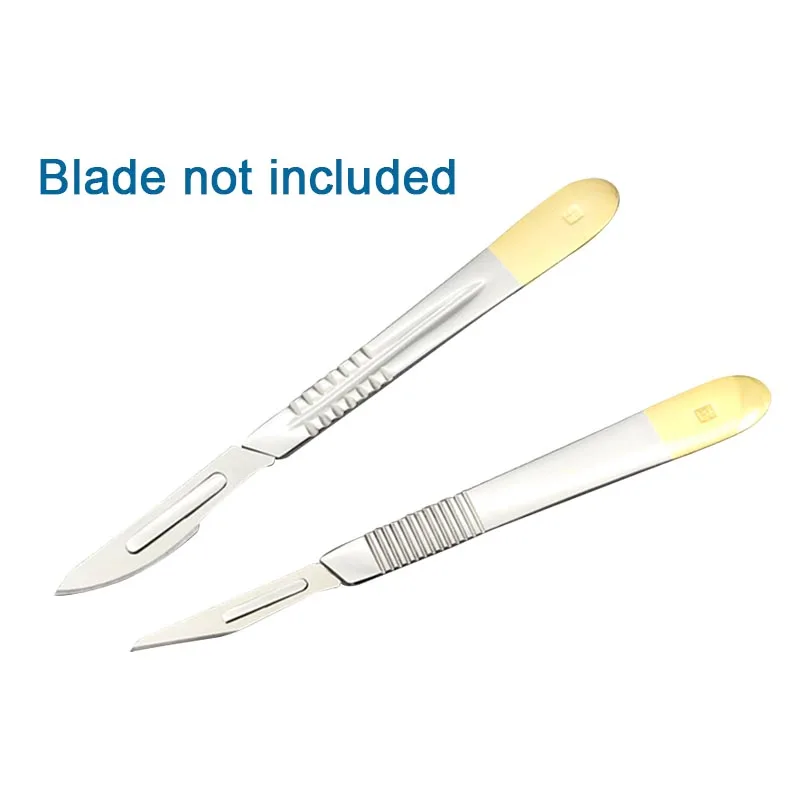 1pcs Scalpel Handle Orthopedic Knife Handle No Blades No.3 No.4 Golden Knife Handle Stainless Steel Animal Surgical Knife pet