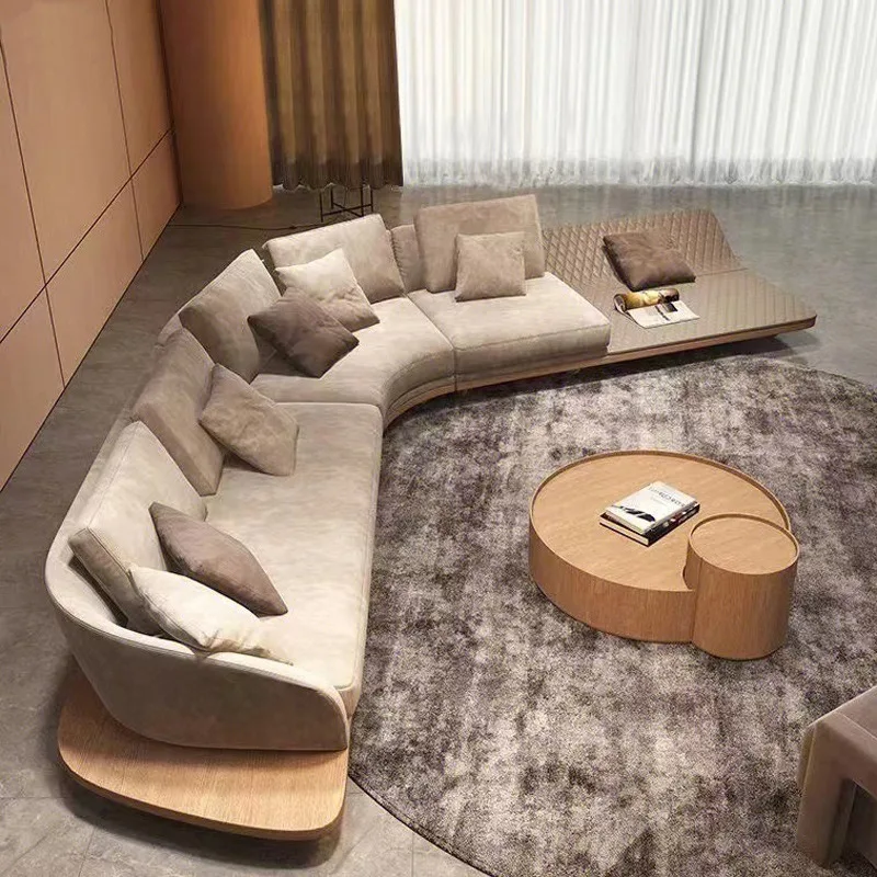 #Oversized Curved Corner Fabric Sofa Italian Minimalist Luxury Design for Villa & High-rise Apartment