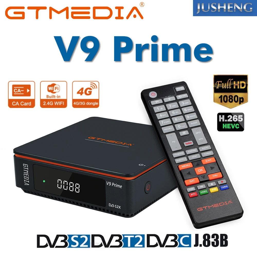 

GTmedia 1080P DVB-S2 V9 Prime Satellite Receiver Receptor bulit-in Wifi full HD H2.65 FTA Support DVB-S/S2/S2X VCM/ACM/T2MI HEVC