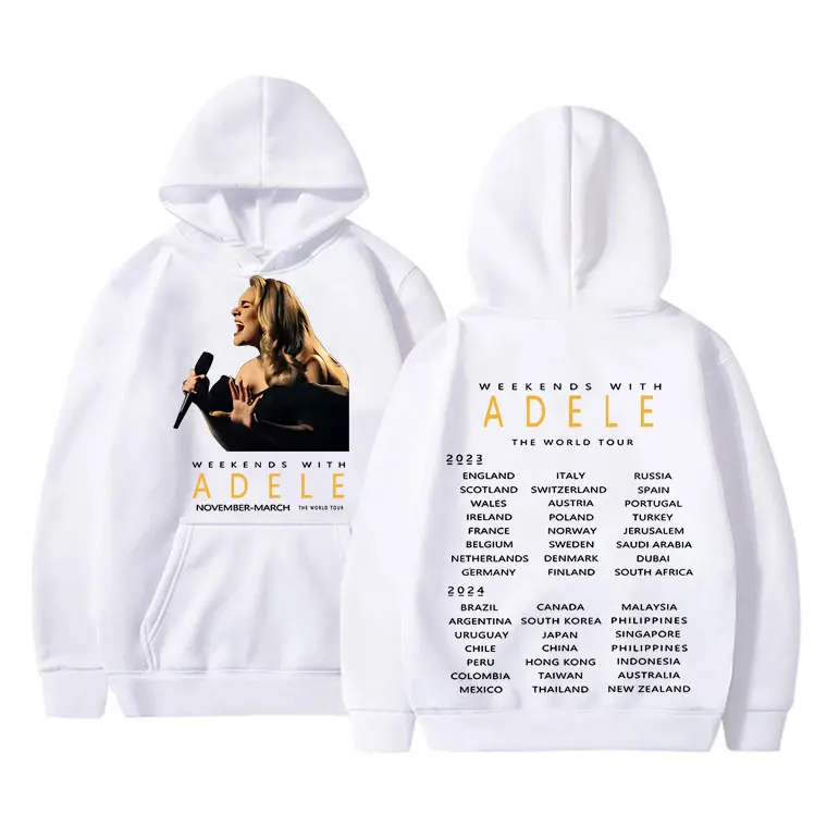 Britain Popular Singer Adele Weekeds with Adele The World Tour Print Hoodie Men Women Fashion Casual Oversized Hooded Sweatshirt