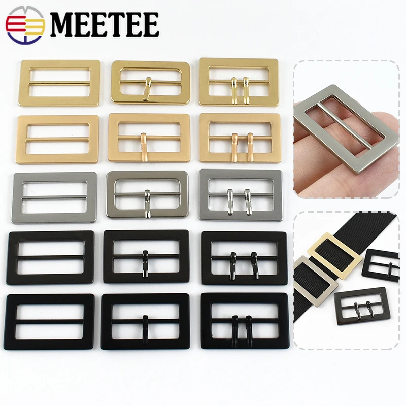 

5Pcs 25-50mm Metal Belt Pin Buckle Leather Crafts Tri-Glide Slider Clasp Coat Waistband Adjustable Buckles Hardware Accessories