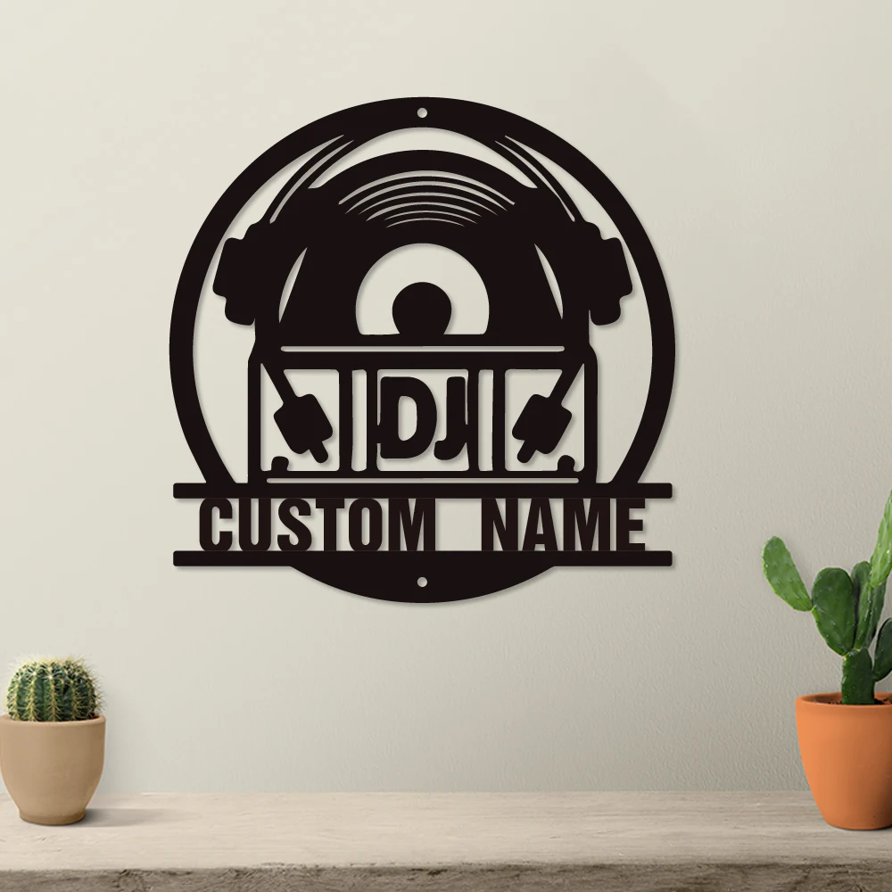 

1pc nice headphone Customized Name Tin Wall Signs Metal Wall Plaque For Living Room Kids Room