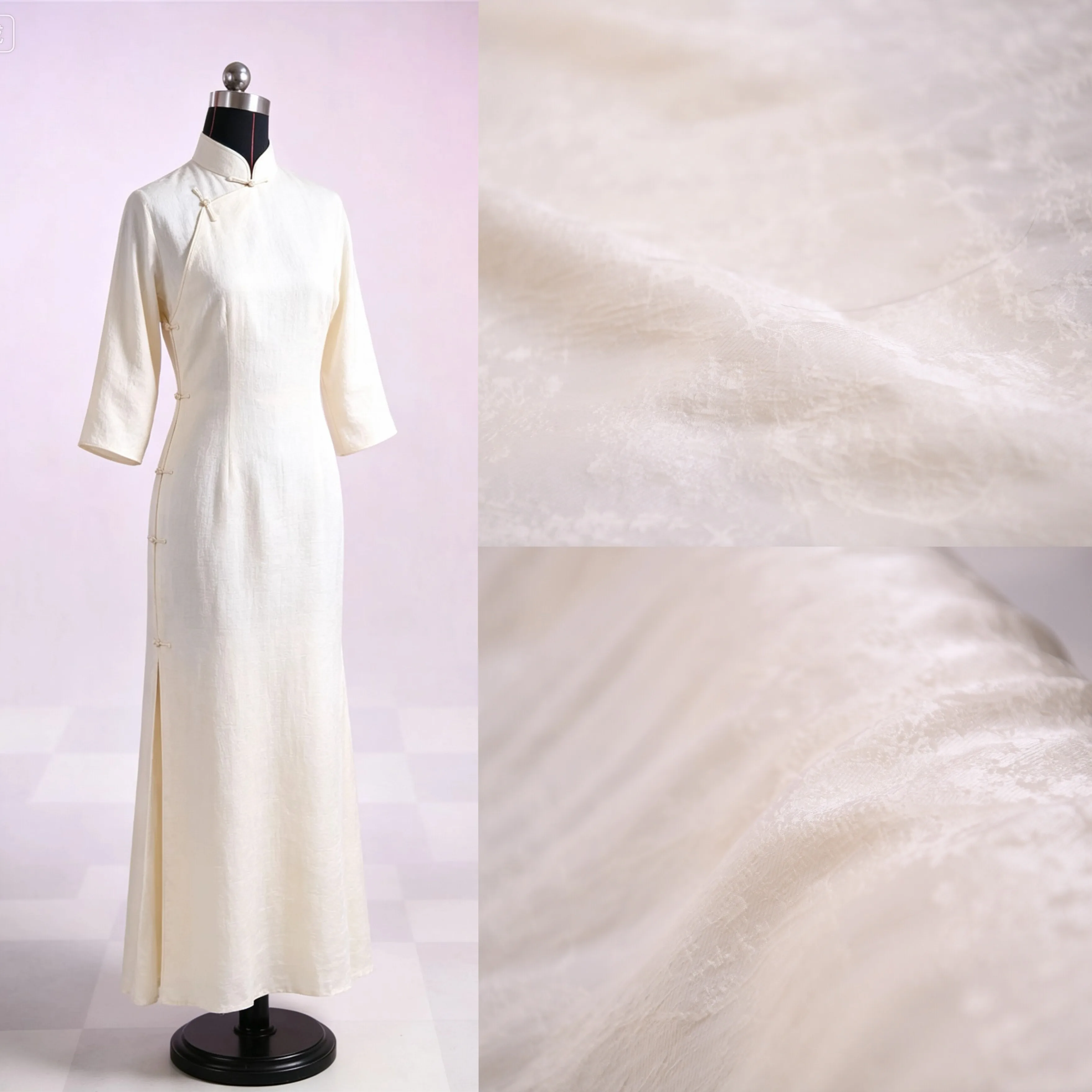 3m Txl Unique Jacquard Silk Interwoven Crepe Fabric, Textured Chinese Style Quiet Dress Material, High-End Design, 45 Inch Wide