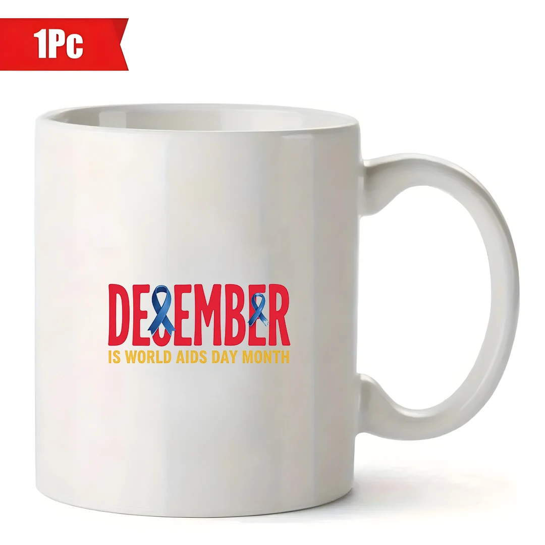 كوب على شكل قلب بشريط أحمر لعمر الإيدز في ديسمبر كوب تذكاري مناسب للأطفال والمكتب والاستخدام المنزلي وعيد الميلاد الصديق للبيئة #2