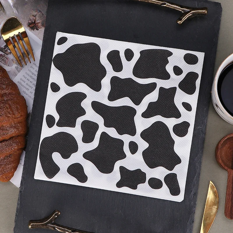 20pcs New Ink Leopard Print Napkins Party Decoration Facial Napkins Black and White Paper Placemats Butterfly Bone Bart Paper