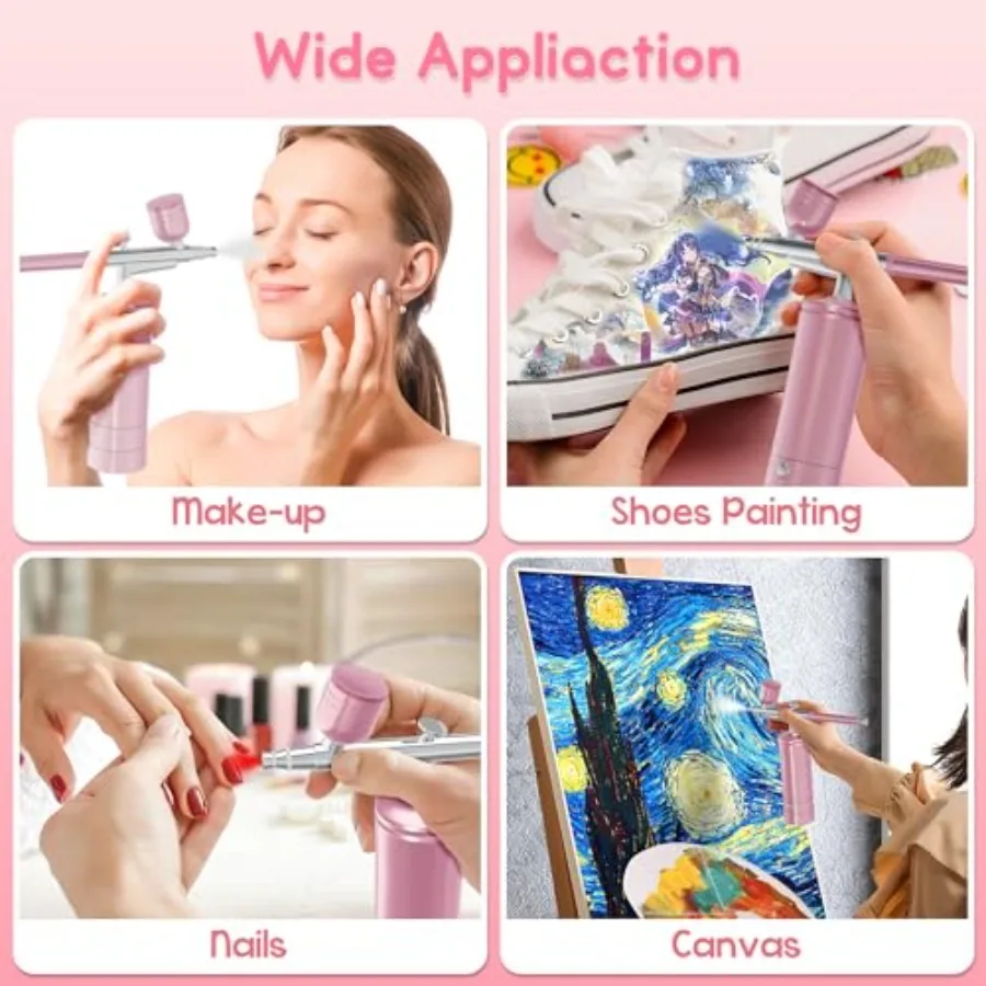 네일 아트 및 케이크 장식용 압축기가 포함된 무선 휴대용 에어브러시 키트 고압 충전식 에어브러시 기계