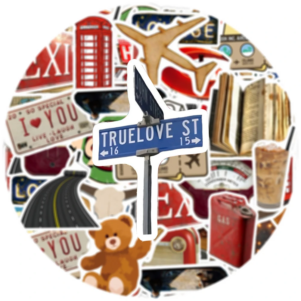 

10/30/50pcs American Vintage Literature and Art Stickers DIY Notebook Suitcase Motorcycle Waterproof Cool Cartoon Sticker Decor
