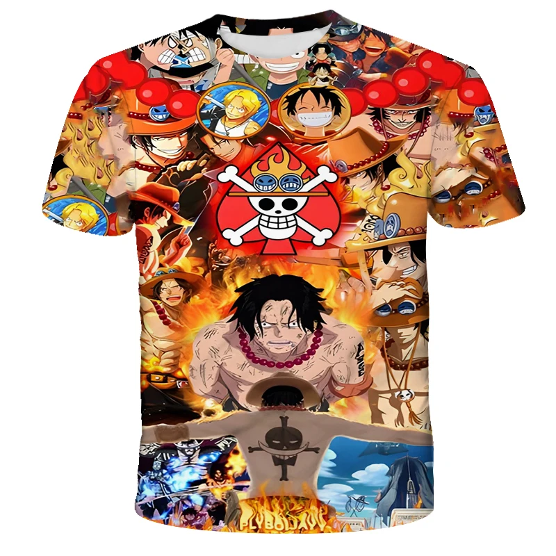 جديد الصيف تي شيرت الاطفال أنيمي قطعة واحدة لوفي الأولاد ملابس الاطفال الفتيان تي شيرت الاطفال الصيف قصيرة الأكمام بلايز كول تي شيرت