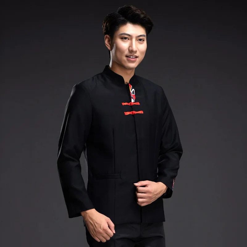 ホテル作業服秋冬女性鍋レストランバーベキューレストラン茶室中国風ウェイター長袖ユニセックス