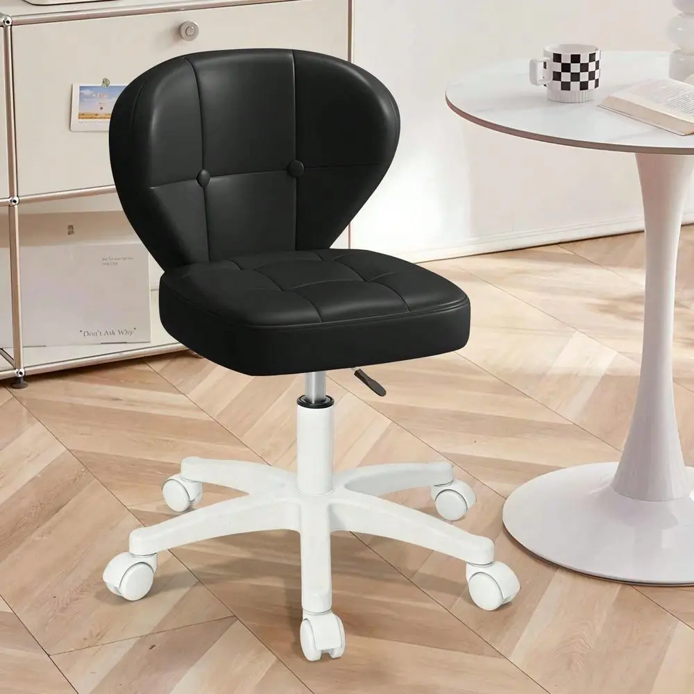 

Back Armless Office Chair With Wheels, 360 Swivel Adjustable Height Rolling Chair With Thickened Cushion For Home Office, Study