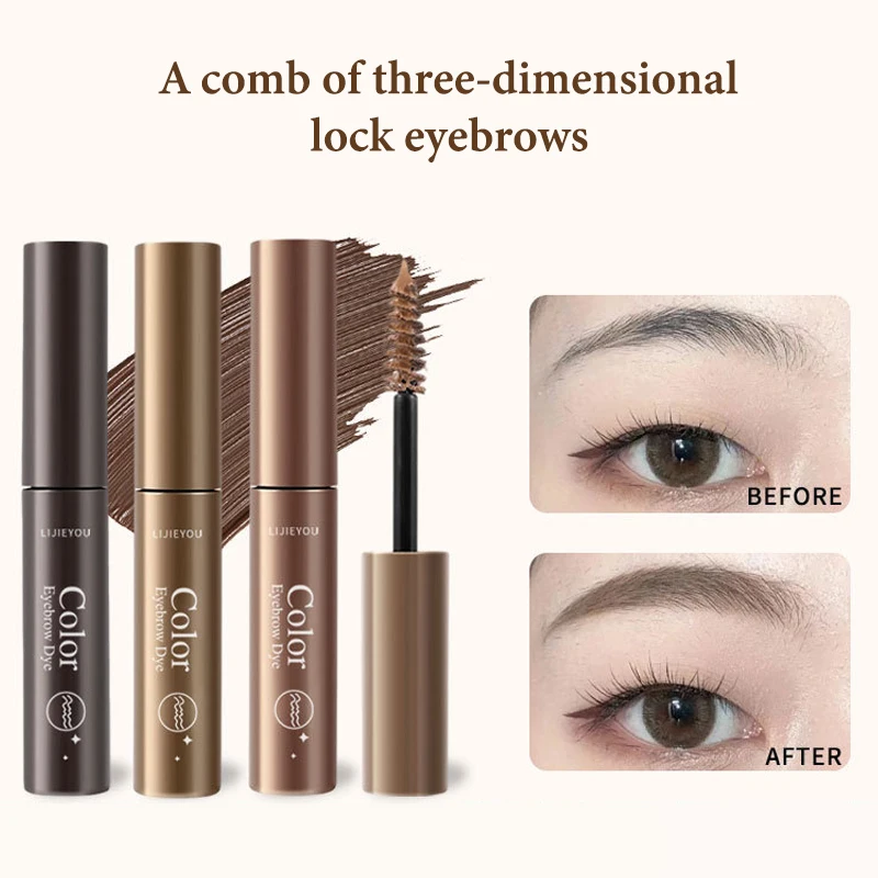 3 Colors Long-lasting Fixed Eyebrow Mascara Cream Waterproof Dyeing Color Quick-dry Eyebrow Gel With Brush Eye Beauty Makeup