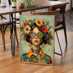 Full Square Round Diamond Painting Beautiful Woman With Glasses Flower Diamond Mosaic Embroidery Rhinestones Cross Stitch Art