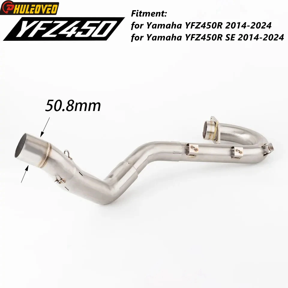 Motorcycle ATV Exhaust Header for Yamaha YFZ450R YFZ450R SE 2014-2024 Motorcycle Exhaust Header Connect ID:51mm Muffler