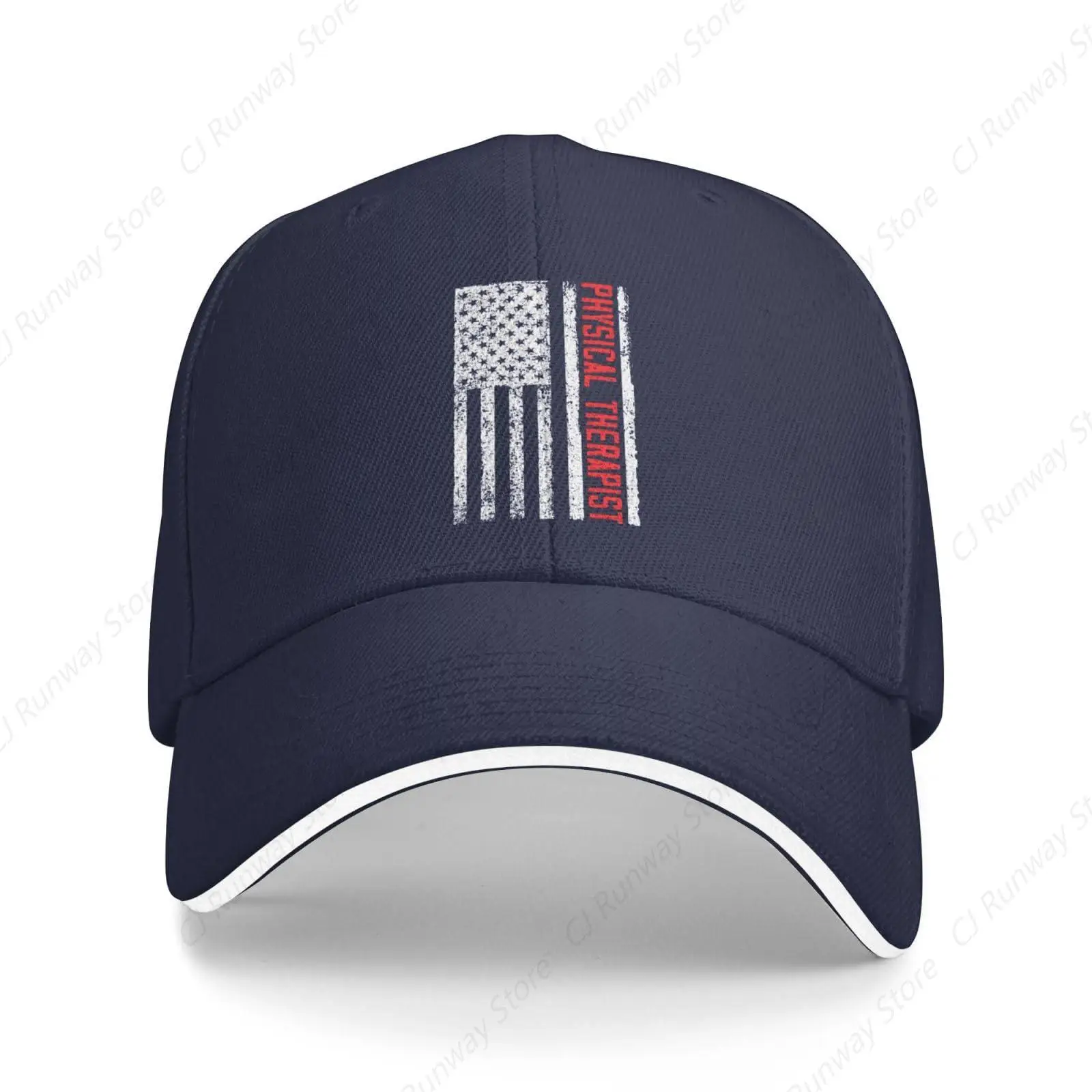 Physical Therapist American Flag Trucker Baseball Cap for Men Women Hat Sandwich Brim Dad Hats