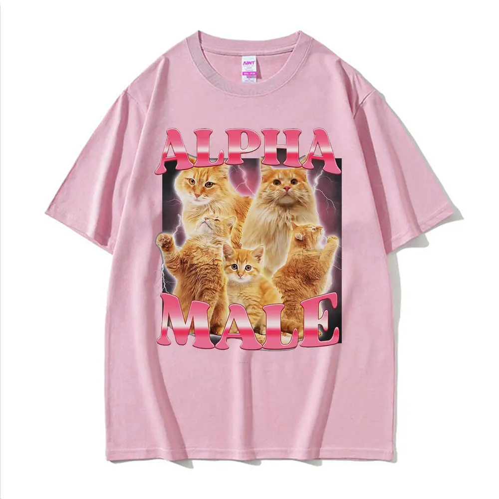 Alpha Male Cat Kitten Funny Meme T ShirtS Men Women's Clothing Fashion Cute T-shirt Male Casual Short Sleeve T Shirt Tops