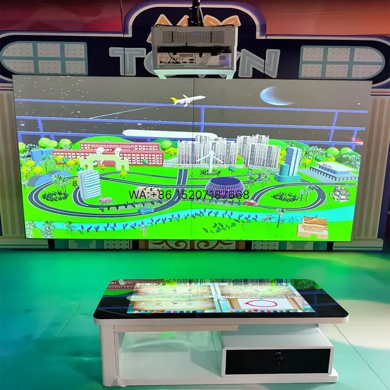 Wmwmnu 4 Player Interactive Touch Painting Table 43 Inch Touch Screen Kids Drawing Table with Immersive Projection Linkage