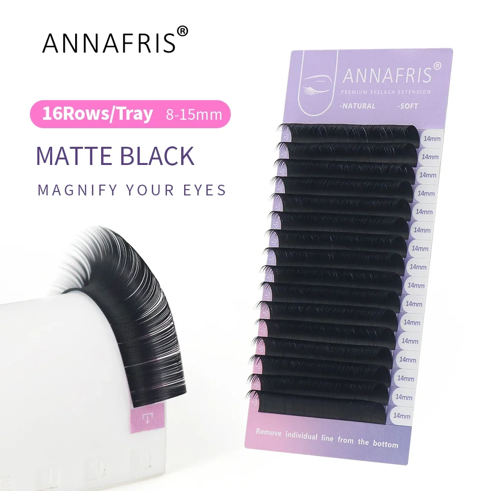 ANNAFRIS Single Eyelashes 8~15mm Premium Individual Hand Made Volume Mink False Lashes Extension 16lines Maquillaje Cilios