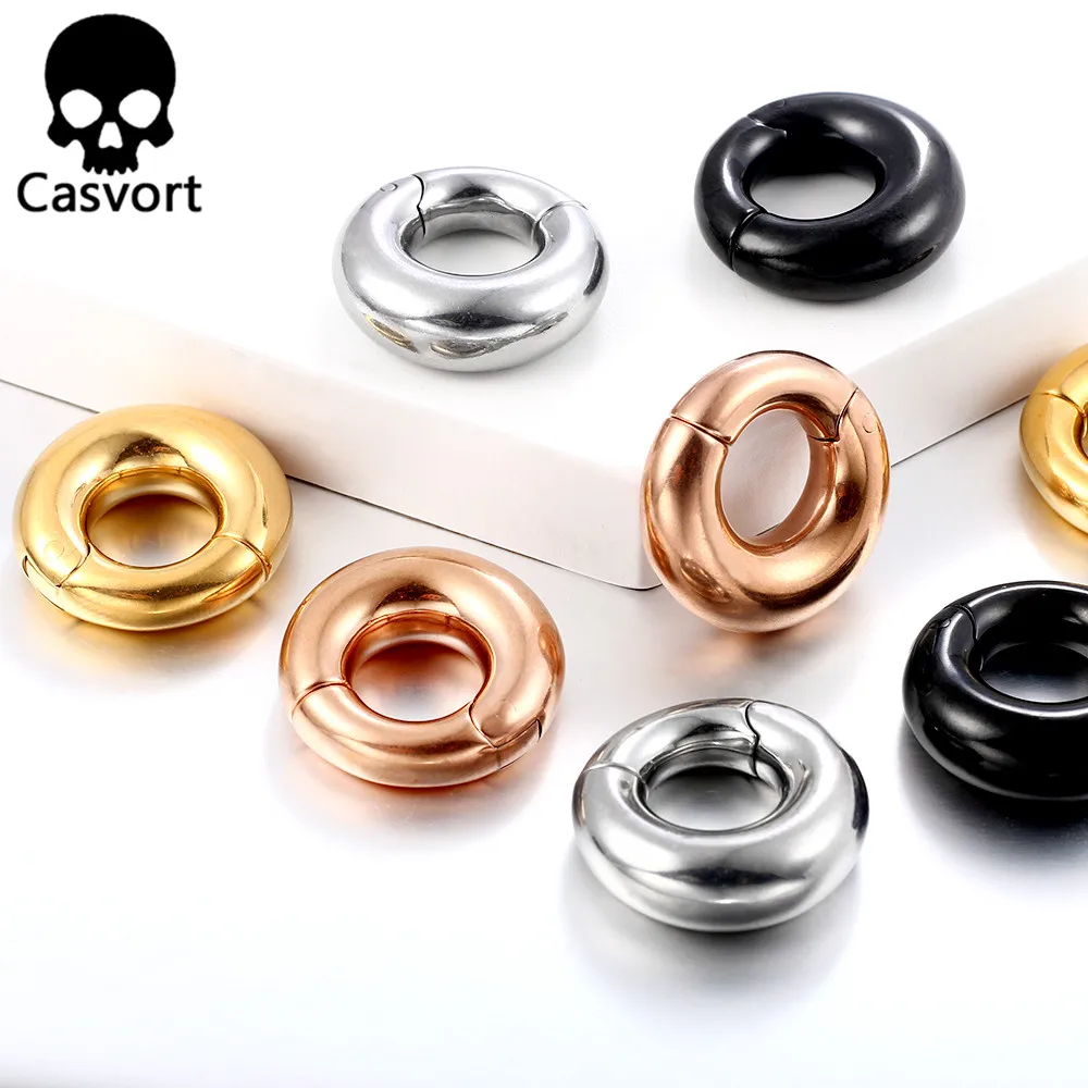 Casvort 10 PCS 316L Stainless Steel round Ear Plugs Tunnels Ear Weights Ear Gauges Piercing Tunnels Body Jewelry