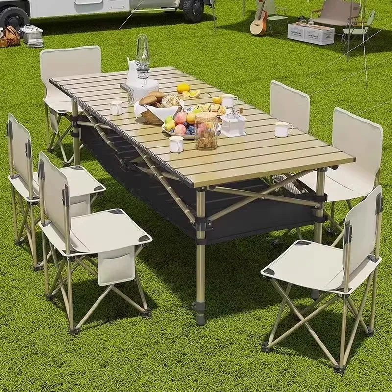 2026 Portable Black Folding Long Table For Outdoor Furniture Dining Easy Install Lightweight Durable Stylish Net Bag Camping Hot