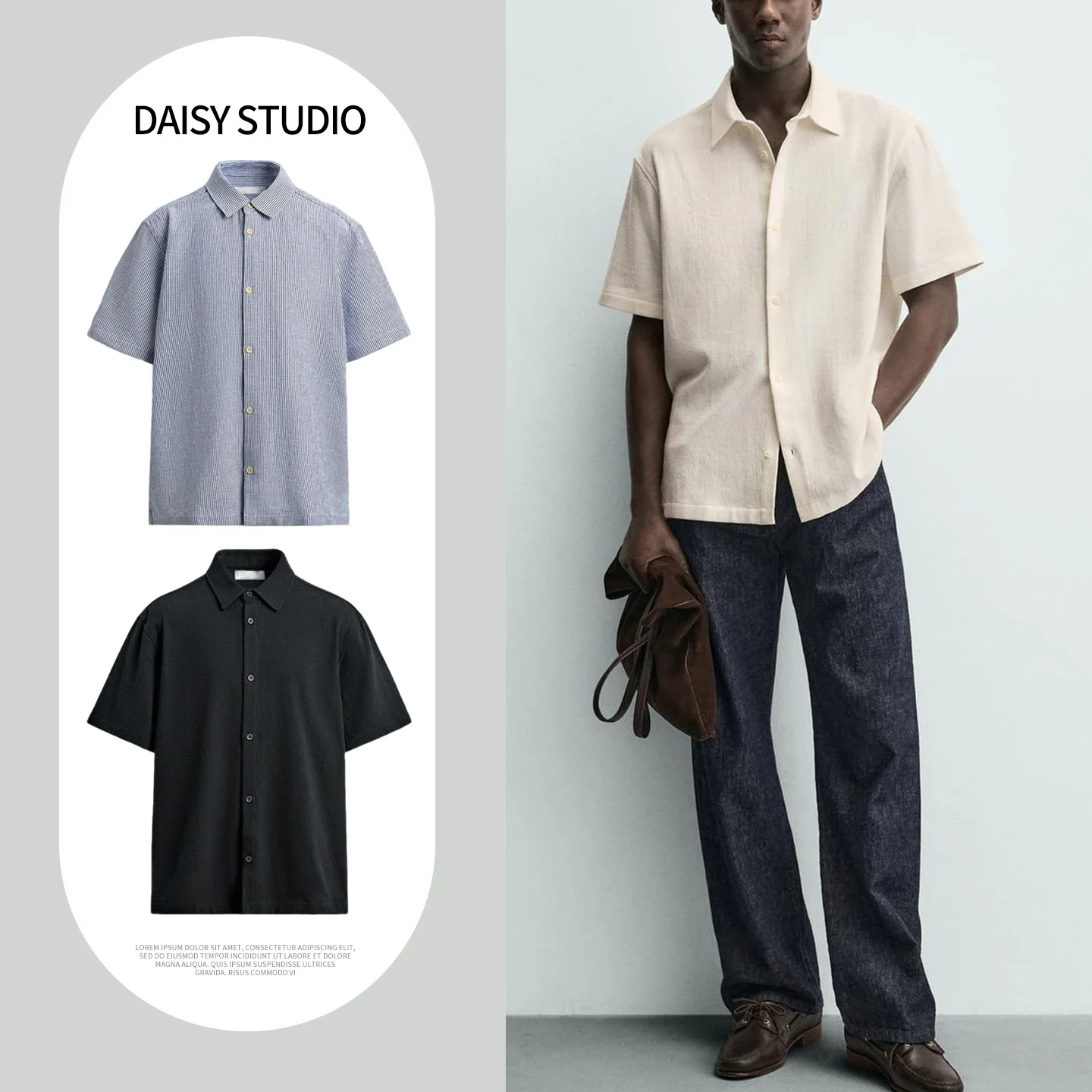 

Spring Summer Men's Slim Fit Bowling Shirt Short Sleeve Single Button up Top Polyester Fiber Breathable Casual Style Color