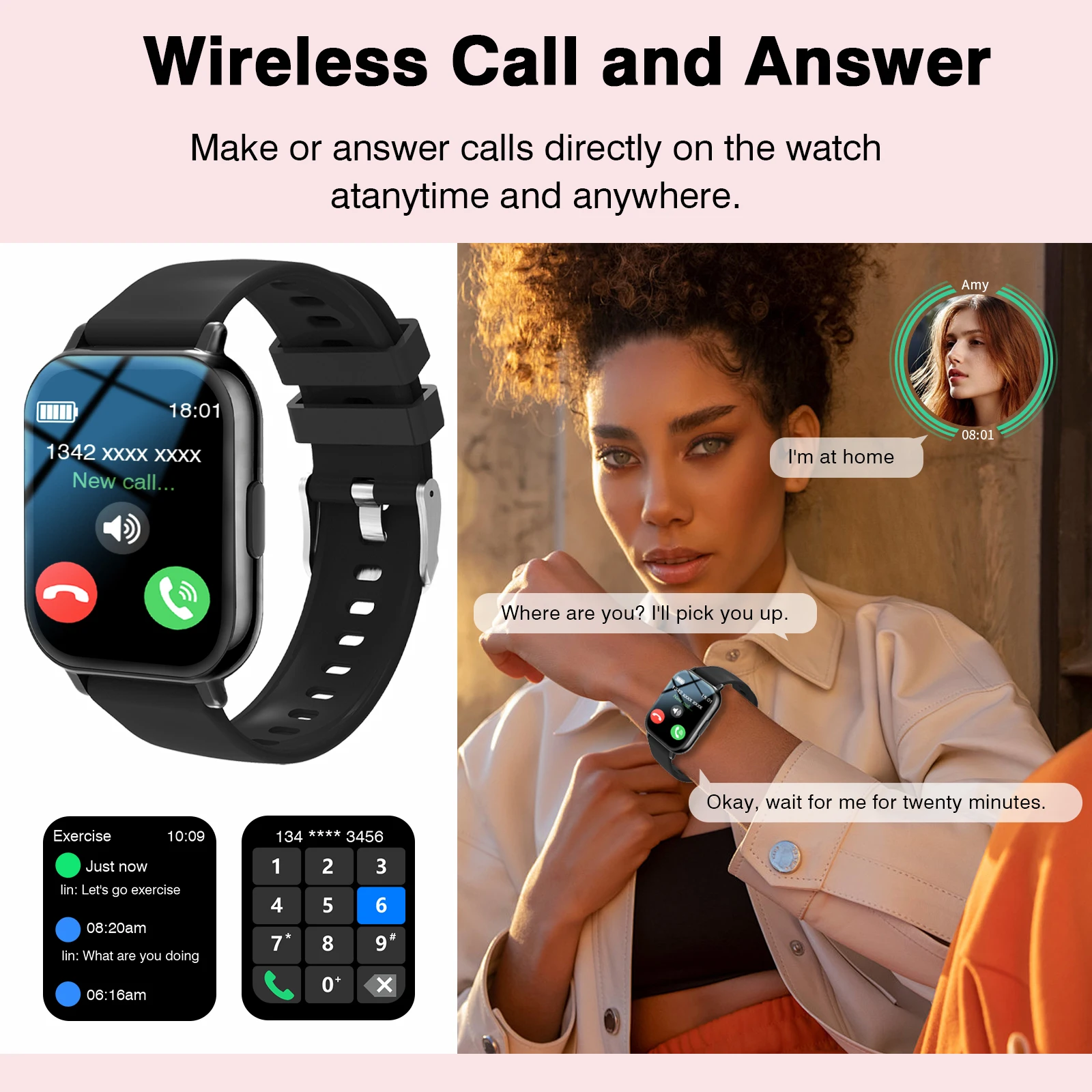 Nowy Smartwatch, Modny Zegarek Sportowy Unisex, Bezprzewodowe Rozmowy, Tryb Multi-Sport, Sterowanie Muzyką