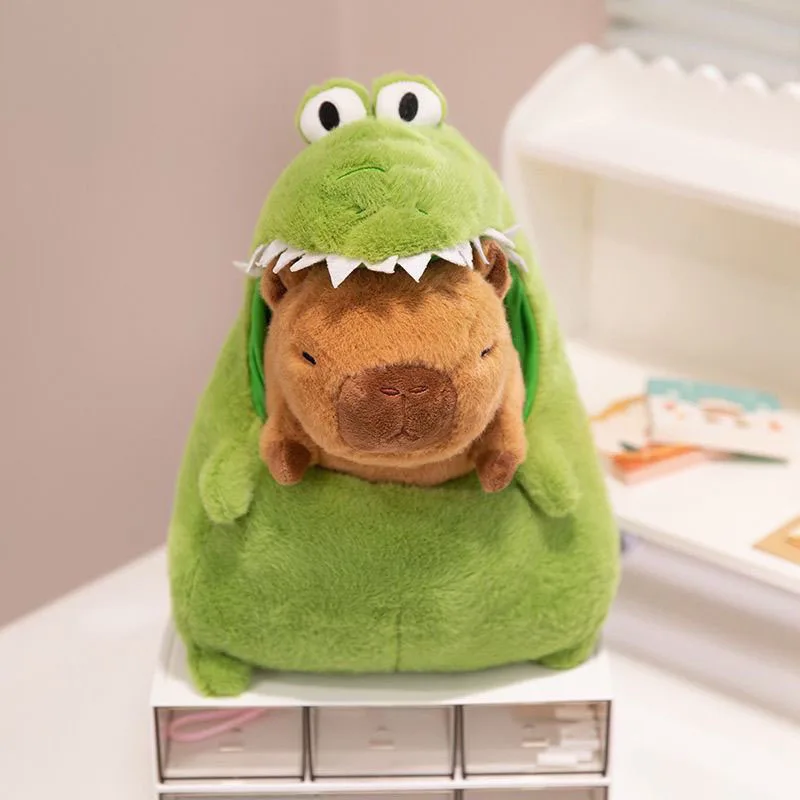 

Cute Capybara in Dinosaur Plush Toy Animal Doll Kawaii Soft Creative Home Decor Gift for Sofa Bed Nightstand Placement for Girls