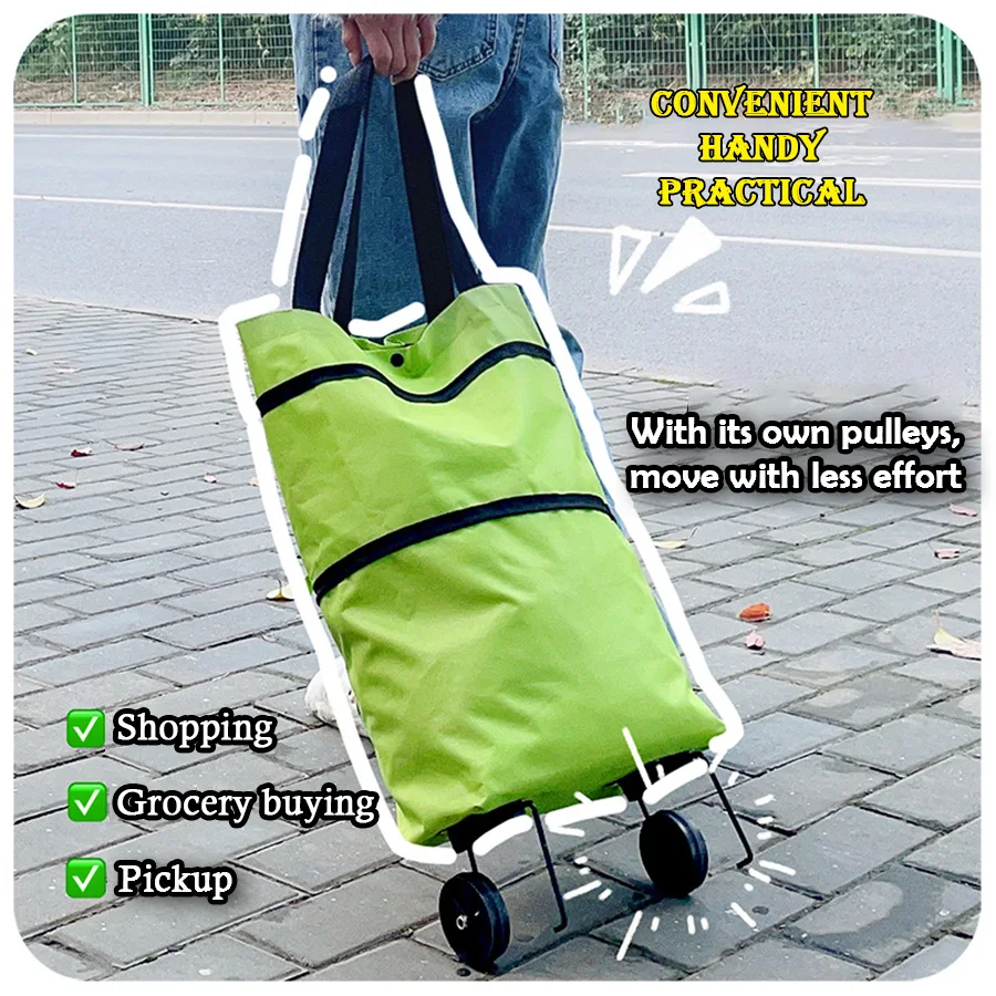 Portable shopping cart with wheels, foldable express delivery, household grocery bags, hand drawn carts, small trailers