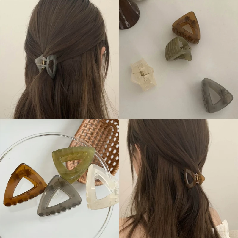Accesorios para el cabello Acrílico transparente Triángulo geométrico Horquilla Cierre de cabello Pequeño Moda Retro Diamante Plástico Крабики Для Волос