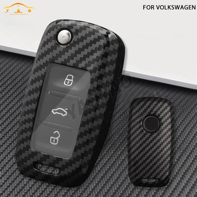 

Carbon Fiber Car Key Case Cover For VW Polo Jetta Tiguan Passat Golf Beetle Scirocco Skoda Octavia Fabia Seat Ibiza Leon