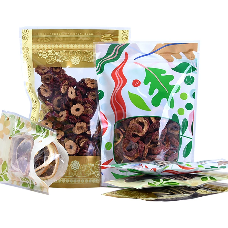 

100PCS Flat Bottom Plastic Sanck Ziplock Bags Resealable Coffee Sugar Beans Cards Beaf Tea Nuts Cereals Fruit Packaging Pouches