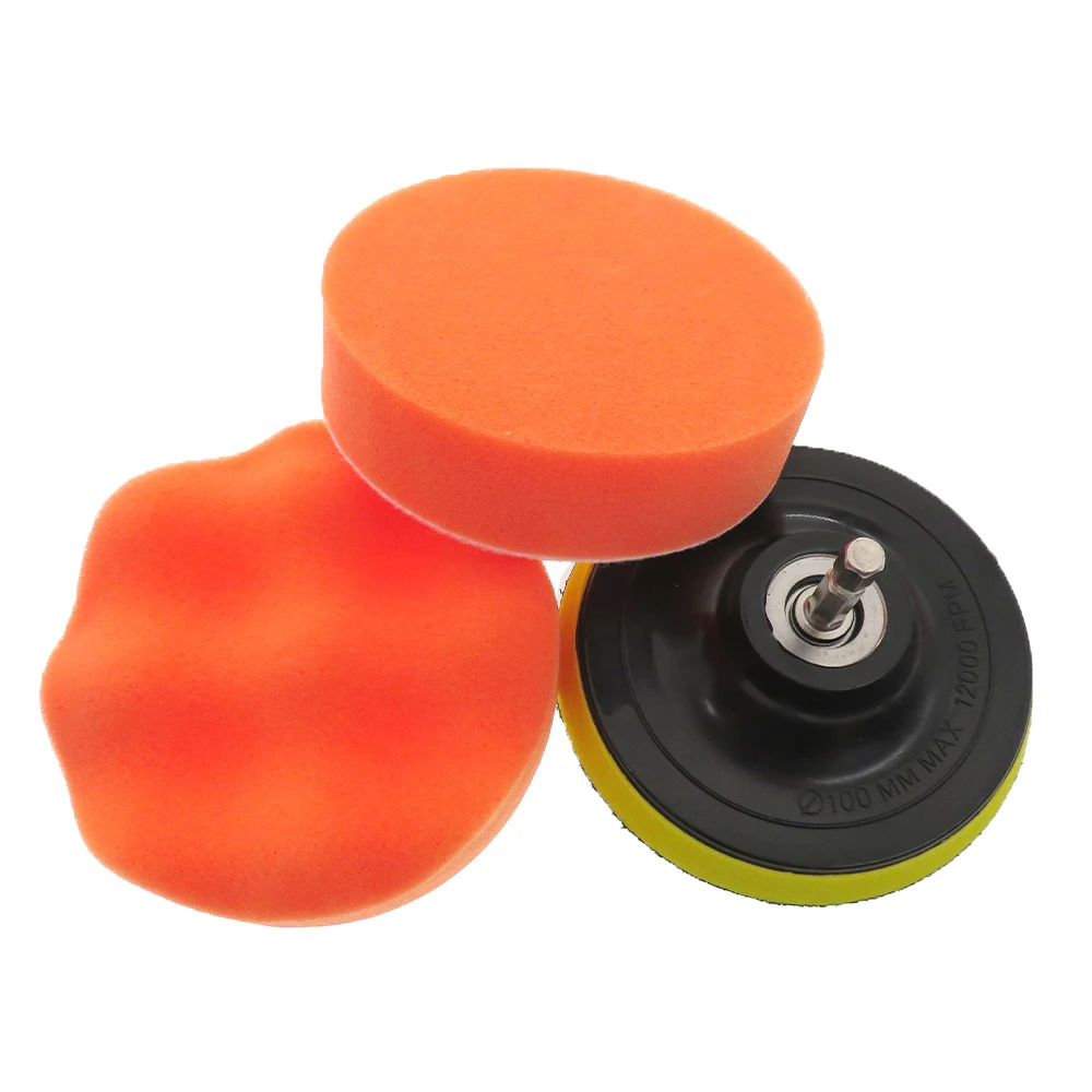 4 Inch 5Pcs Sponge Polishing Pad with M10 Adapter Backing Plate 100 mm for Automobile RV and Motorcycle Polishing or Waxing