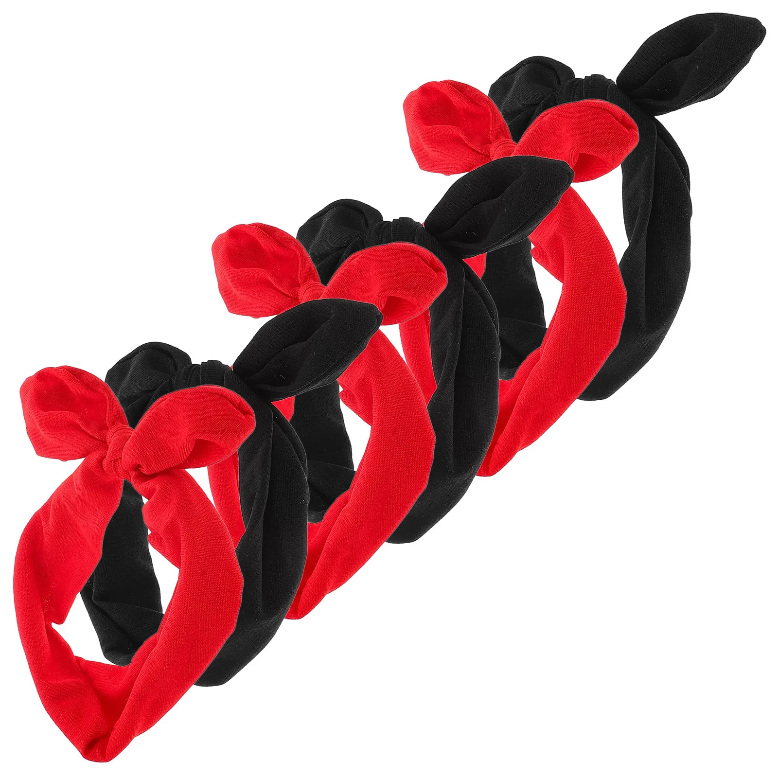 

6Pcs Bow Knot Headbands for Women Bunny Ears Wide Headband Soft Fabric Hairbands for Spa Makeup Casual Fashion Hair Accessories