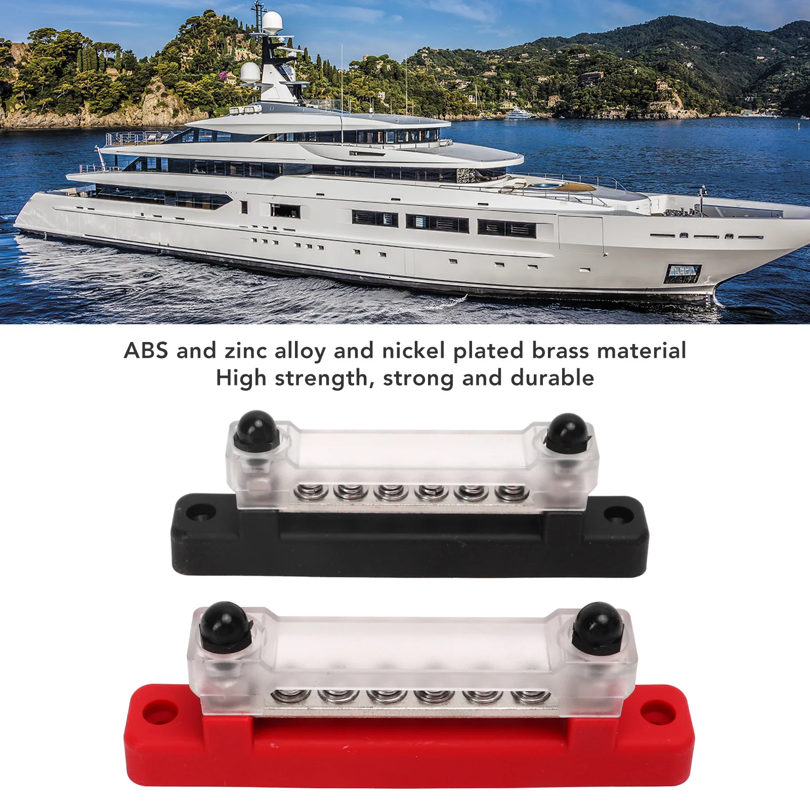 48V 150A 6 Terminal Bus Bar 2 Studs Battery Terminal Distribution Block with 12 Terminals for Car RV Boat Terminal Block Bus Bar