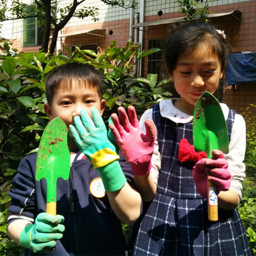 1Pair Kids Latex-Free Protective Gloves High Breathability Comfortable Work Gloves for Gardening DIY and Home Activities