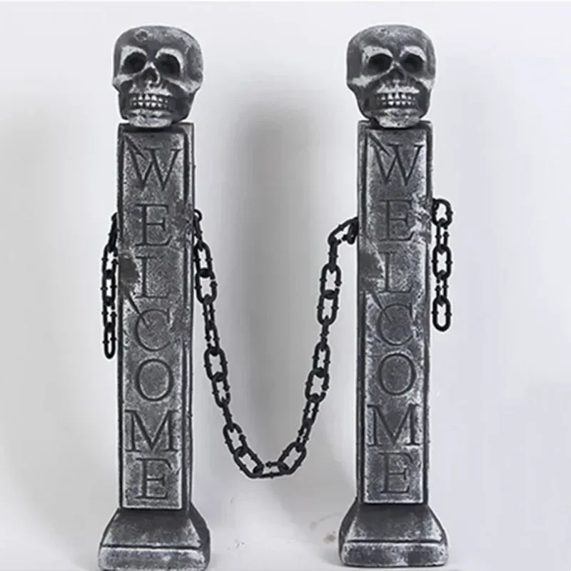 Halloween Skull Gate post Beast Column Decorations Halloween Bar Haunted House Horror Tricky Realistic room escape prop statue