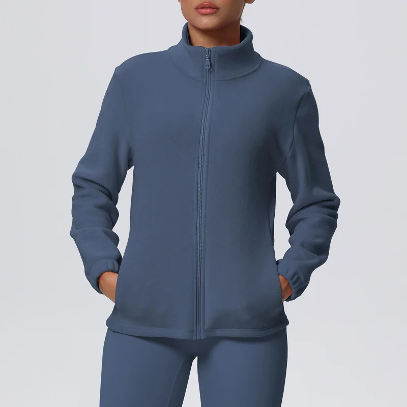 

Зимняя теплая молния со свободным карманом, удобная повседневная женская куртка для занятий спортом на открытом воздухе, быстросохнущая ветрозащитная впитывающая пот спортивная куртка