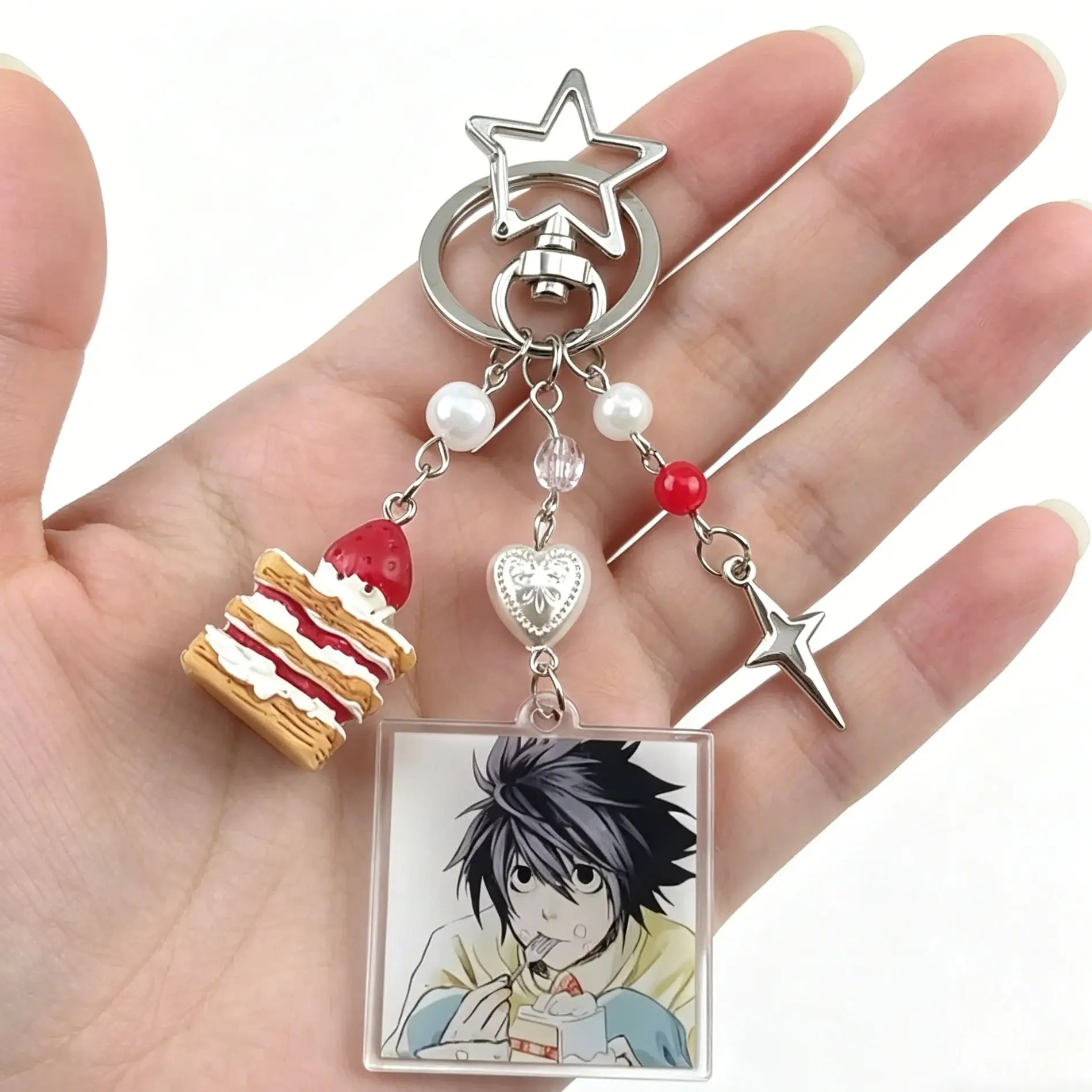 Y2K Handmade L Lawliet Cake Keychain Bag Charms Aesthetic