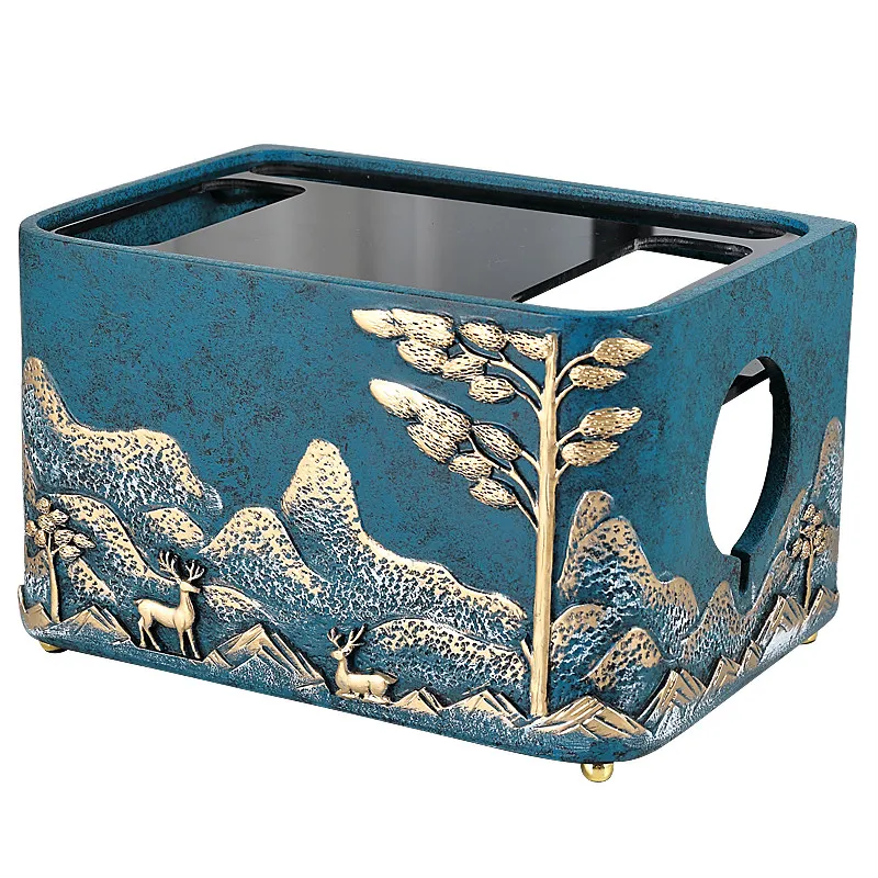 Premium Sturdy New Chinese Style Router & Modem Storage Box, Cable Management Organizer for Desktop, Concealment Socket Holder