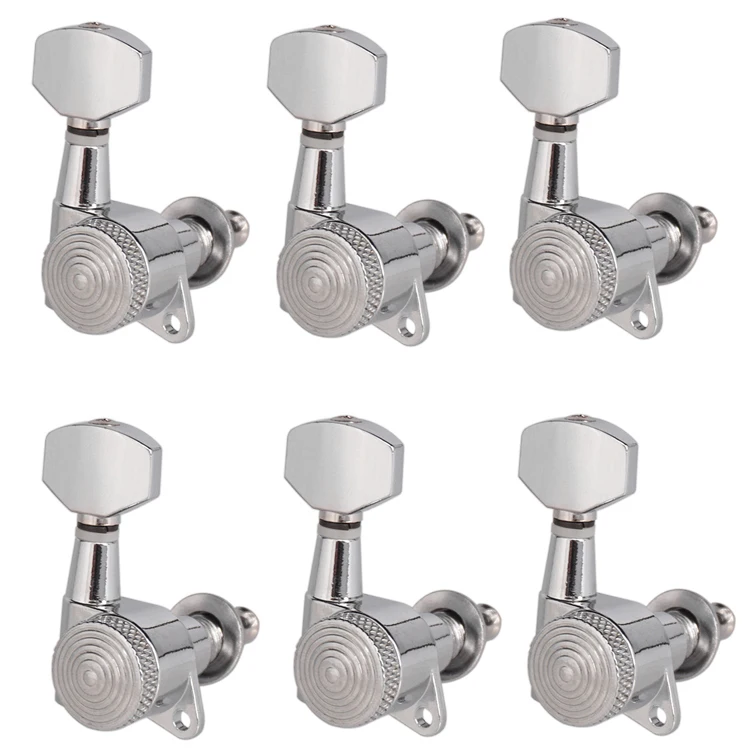 6R Chrome Locked String Tuning Pegs Key Tuners Machine Heads for Acoustic Electric Guitar Lock Style