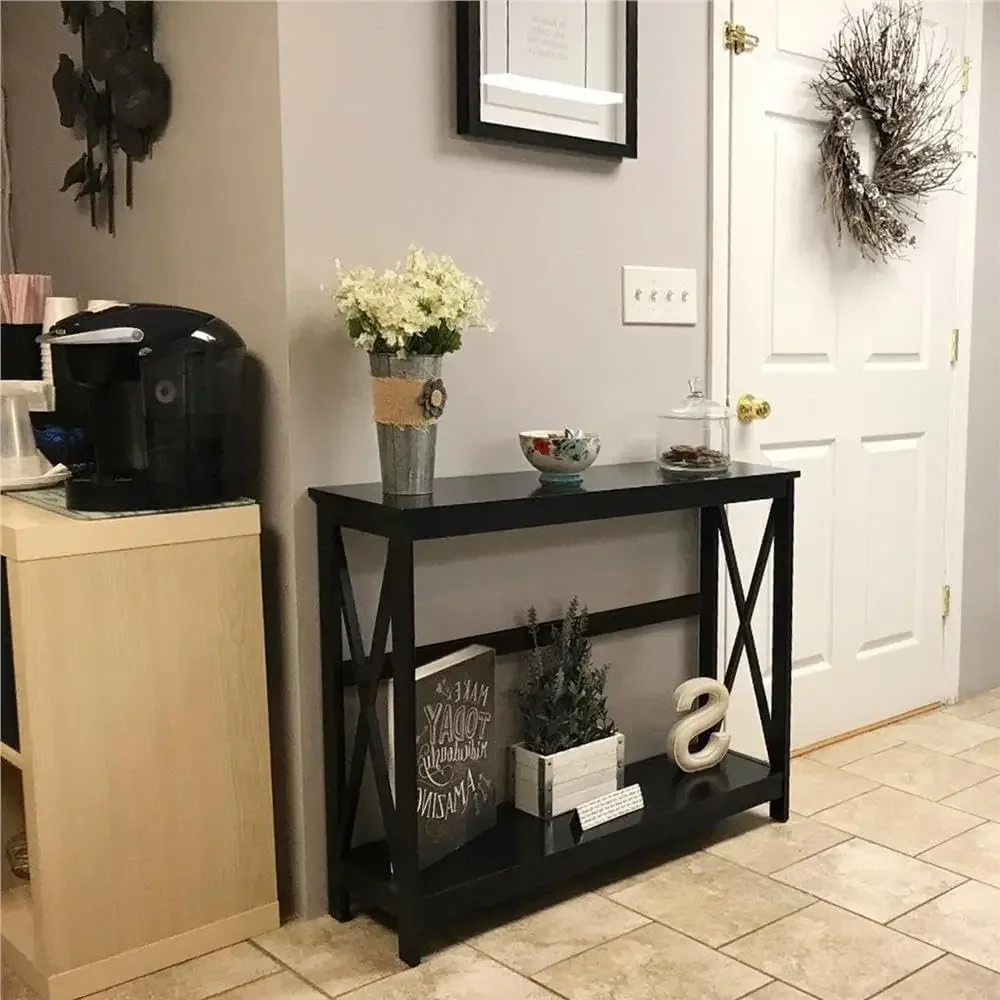 Console Table for Entryway,2 Tier Entryway Table Bookshelf Accent Table w/Storage Shelf Living Room Entry Hall Foyer