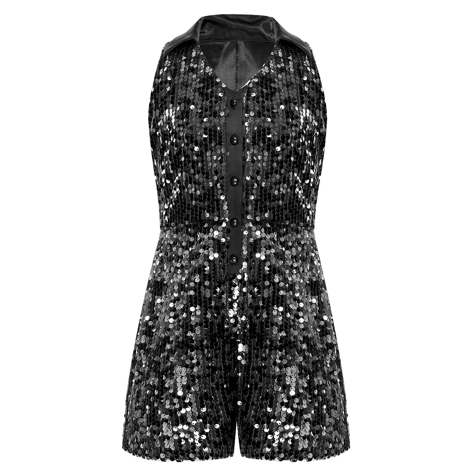 الفتيات ملابس رقص الجاز Unitard لامعة الترتر ارتداءها تشا تشا بذلة حفلة موسيقية أداء ارتداء الاطفال موضة قصيرة السروال القصير #6