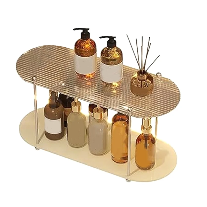 

2-Tier Bathroom Tray, Makeup Shelf Countertop Organizer, Bathroom Shelf Organizer, Cosmetics, Skin Care, Perfume Holders Durable