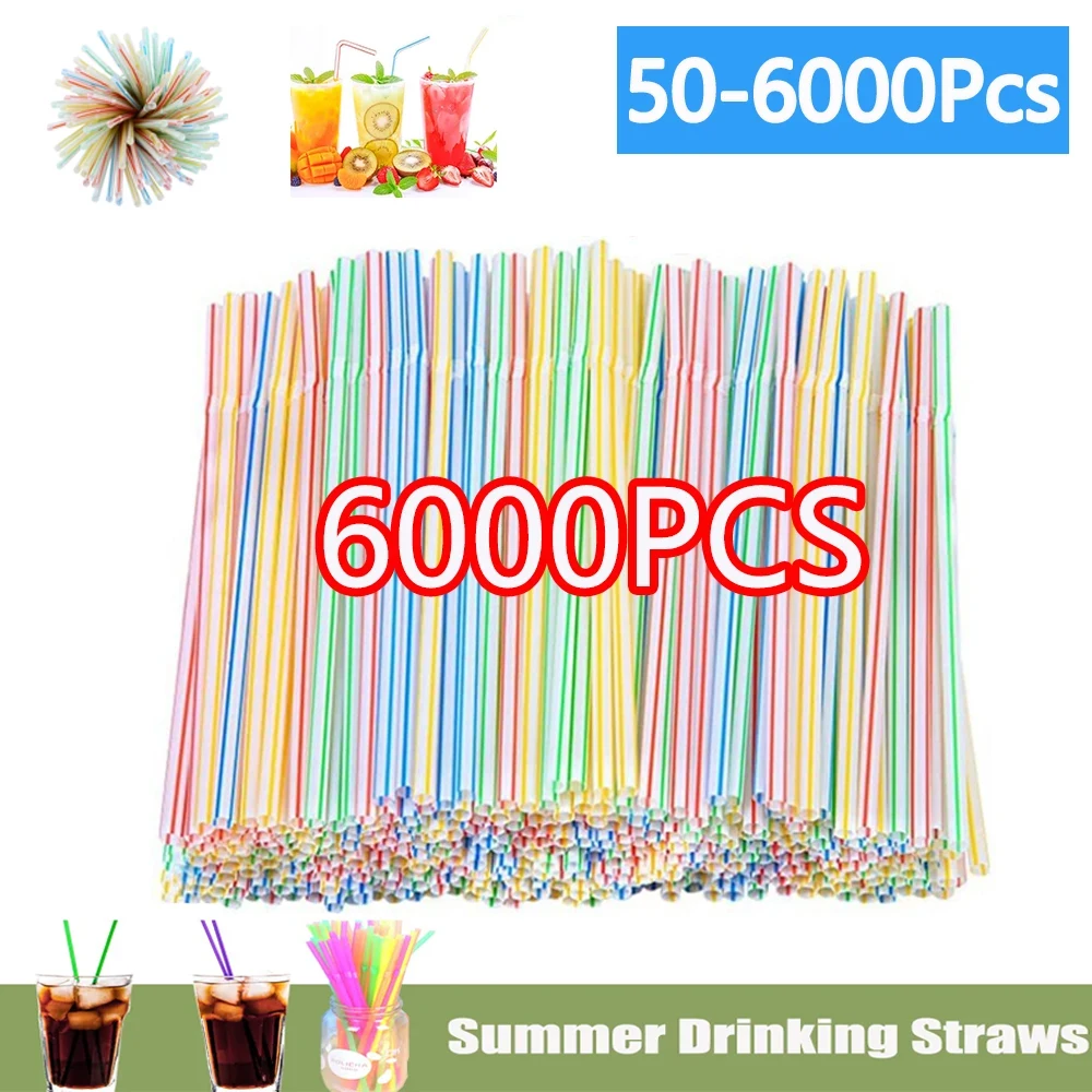 50-6000PCS Top Colorful & Black Drinking Straws cocktail Straw Bar Party Wedding Kitchen Cola pajitas Beverage Straw Wholesale