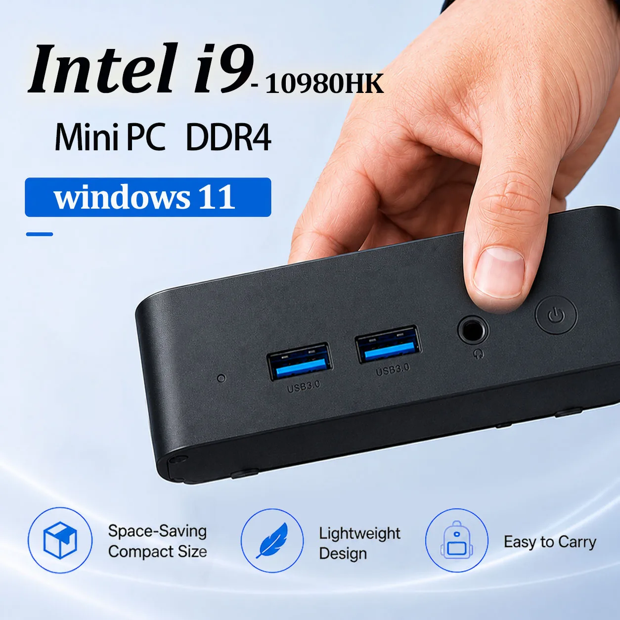 Mini PC con Windows 11, Intel Core i9 10980HK, 16GB de RAM, 1TB SSD, WiFi 6, BT5.2, 4K HD, Factor Desktop para Hogar, Oficina y Negocios