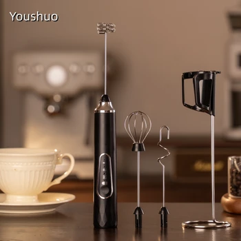 Wireless Milk Frother Electric Type-C Handheld Blender Stainless Steel Mini Coffee Maker…
