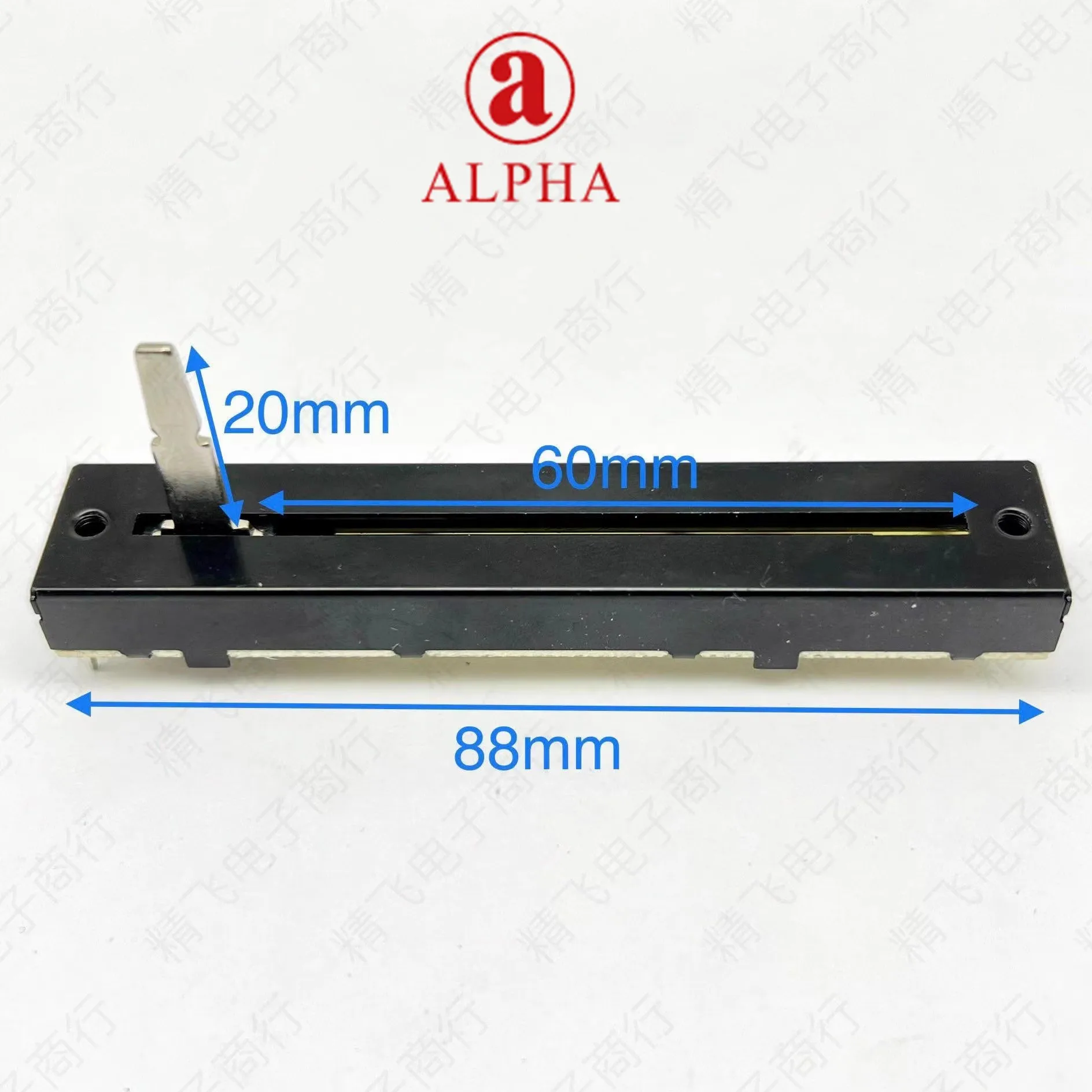 1pcs，Straight slip potentiometer，B20Kx2，6Pin，Total length 88mm，Dual channel