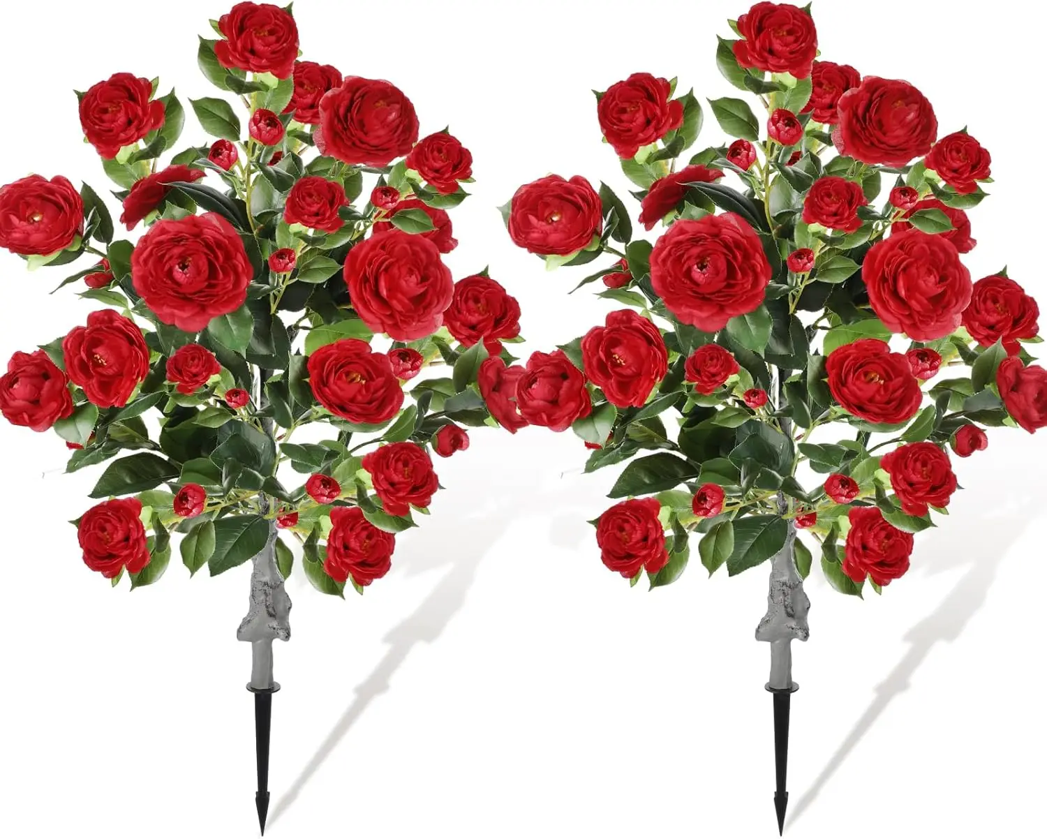 

2 Pack 36in Artificial Camellia Plants with Stakes, UV Resistant Faux Flowers for Indoor Outdoor Porch Garden Decor